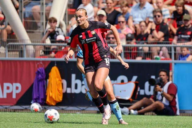Leverkusen, Germany, August 8, 2026 Season Opener: Friendly Match—Bayer Leverkusen Women vs. Feyenoord Rotterdam Women. Pictured: Lobke Loonen, Leverkusen Copyright: HMBxMedia MadeleinexFantini