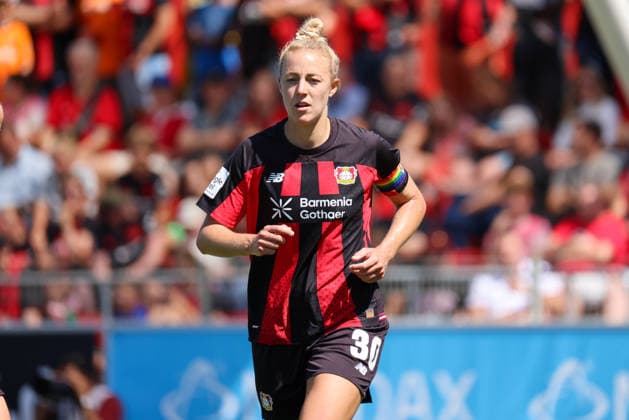 Leverkusen, Germany, August 8, 2026 Season Opener: Friendly Match—Bayer Leverkusen Women vs. Feyenoord Rotterdam Women Pictured: Carolin Simon, Leverkusen Copyright: HMBxMedia MadeleinexFantini