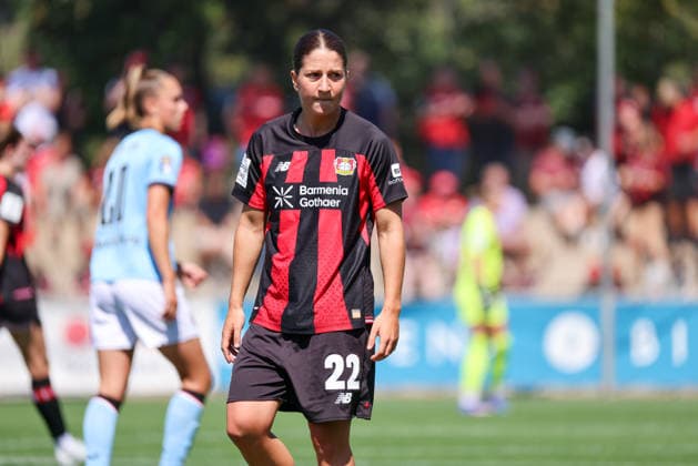 Leverkusen, Germany, August 8, 2026 Season Opener: Friendly Match—Bayer Leverkusen Women vs. Feyenoord Rotterdam Women Pictured: Ruby Grant, Leverkusen Copyright: HMBxMedia MadeleinexFantini