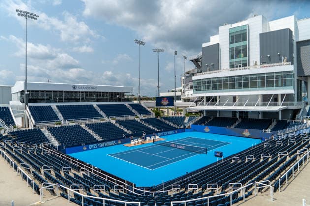 Cincinnati Open 2026 Grandstand Court is seen in preparation for the Red Bull BassLine Exposition at the Cincinnati Open in Mason, Ohio, on August 8, 2028. Mason United States  Copyright: xJasonxWhitmanx originalFilename:whitman-cincinna260808_npeeA.jpg
