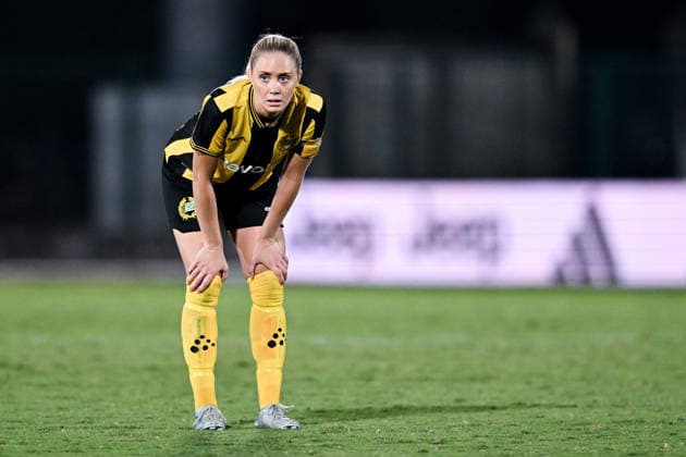 August 8, 2008: Alice Carlsson of Hammarby looks dejected during the Women’s Champions League qualifying match between Juventus and Hammarby on August 8, 2026 in Turin. Photo by Daniele Buffa, BILDBYRAN COP 18 XY0123 soccer football UEFA Women’s Champions League Juventus Hammarby women’s team BBENG depp  Copyright: DANIELExBUFFA BB260808BB666