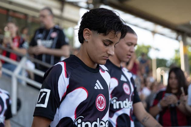 August 8, 2026, xhfmx, Soccer UEFA WCLQ, Eintracht Frankfurt vs. Malmö FF, Dilara Acikgöz (Eintracht Frankfurt), age 29, running out for the warm-up. DFL and DFB regulations prohibit any use of photographs as image sequences and or quasi-video. Frankfurt