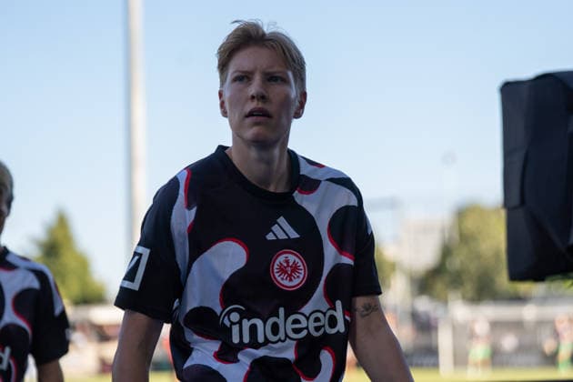 August 8, 2026, xhfmx, Soccer UEFA WCLQ, Eintracht Frankfurt vs. Malmö FF, Paulina Krumbiegel, Eintracht Frankfurt, 27, on her way to the locker room. DFL and DFB regulations prohibit any use of photographs as image sequences and or quasi-video. Frankfurt