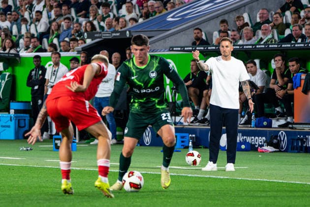 Tobias Strobl, VFL Wolfsburg; Coach Cannot Be Satisfied with the Season Opener, August 8, 2026, VFL Wolfsburg vs. 1. FC Kaiserslautern, Soccer, 2. Bundesliga, Volkswagen Arena, Wolfsburg. DFL regulations prohibit any use of photographs as image sequences and or quasi-video. Copyright: HMBxMedia xFinnxWeidmann