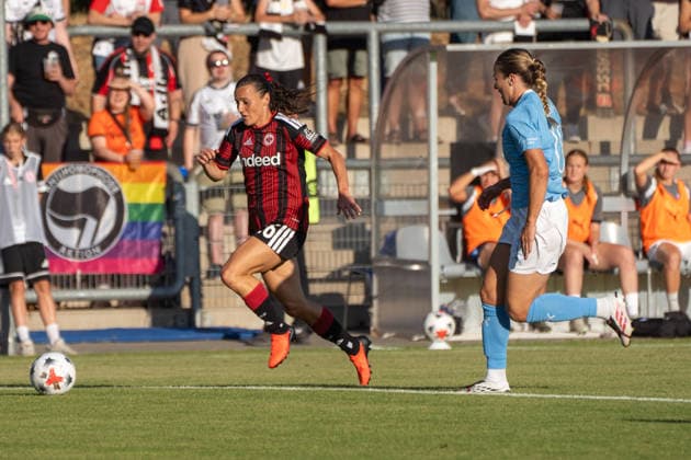 August 8, 2026, xhfmx, Soccer UEFA WCLQ, Eintracht Frankfurt vs. Malmö FF, featuring Hayley Raso of Eintracht Frankfurt, 16 DFL DFB REGULATIONS PROHIBIT ANY USE OF PHOTOGRAPHS AS IMAGE SEQUENCES AND OR QUASI-VIDEO Frankfurt