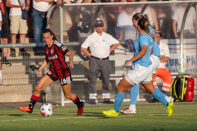 August 8, 2026, xhfmx, Soccer UEFA WCLQ, Eintracht Frankfurt vs. Malmö FF, featuring Hayley Raso of Eintracht Frankfurt, 16 DFL DFB REGULATIONS PROHIBIT ANY USE OF PHOTOGRAPHS as IMAGE SEQUENCES and or QUASI-VIDEO Frankfurt