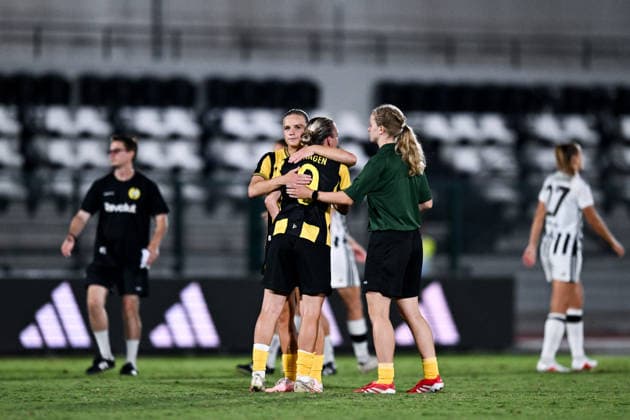 August 8, 2026: Hammarby players look dejected after the Women’s Champions League qualifying match between Juventus and Hammarby on August 8, 2026 in Turin. Photo by Daniele Buffa, BILDBYRAN COP 18 XY0123 soccer football UEFA Women’s Champions League Juventus Hammarby women’s team BBENG depp  Copyright: DANIELExBUFFA BB260808BB689