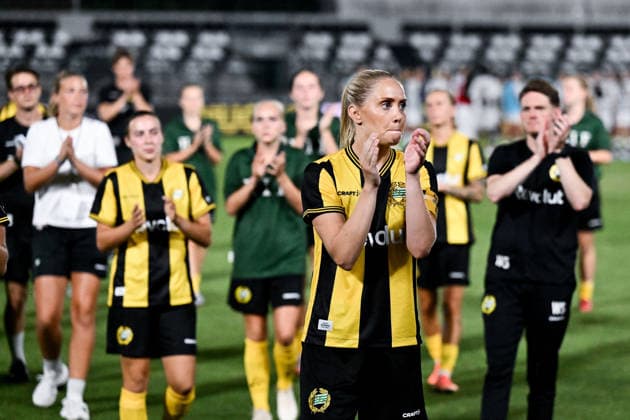 August 8, 2026: Hammarby players look dejected after the Women’s Champions League qualifying match between Juventus and Hammarby on August 8, 2026 in Turin. Photo by Daniele Buffa, BILDBYRAN COP 18 XY0123 soccer football UEFA Women’s Champions League Juventus Hammarby women’s team BBENG depp  Copyright: DANIELExBUFFA BB260808BB695