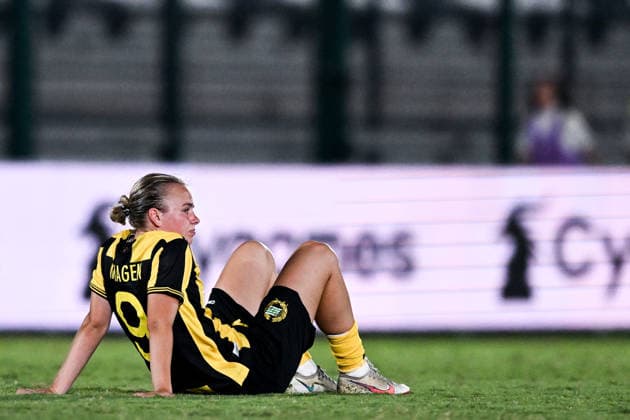 August 8, 2026: Mari Nyhagen of Hammarby looks dejected after the Women’s Champions League qualifying match between Juventus and Hammarby on August 8, 2026 in Turin. Photo by Daniele Buffa, BILDBYRAN COP 18 XY0123 soccer football UEFA Women’s Champions League Juventus Hammarby women’s team BBENG depp  Copyright: DANIELExBUFFA BB260808BB696