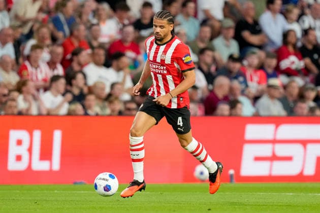 Armando Obispo of PSV Eindhoven controls the ball during the 2026–27 Eredivisie match between PSV and Fortuna Sittard at Philips Stadion on August 8, 2026, in Eindhoven, Netherlands. Photo by Alex Gottschalk, DeFodi Images