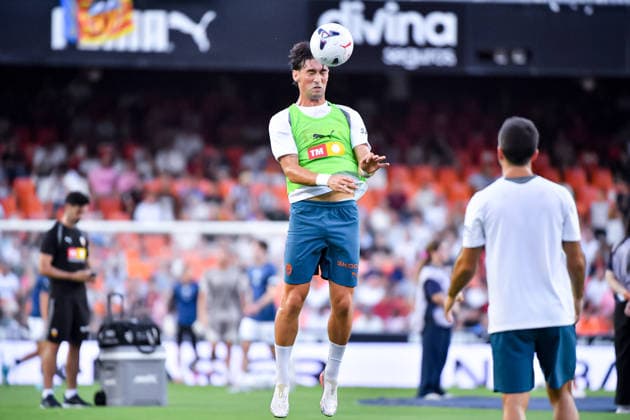 ESP Valencia CF vs. Newcastle CF, 2026–2027 Preseason Match: Jesús Vázquez of Valencia during the preseason match between Valencia CF and Newcastle CF played at Mestalla Stadium, Valencia, on August 8, 2026. Valencia, Spain. Valencia, Spain. Soccer Copyright: xLeopoldxSoglox