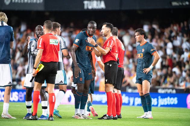 ESP Valencia CF vs. Newcastle CF, 2026–2027 Preseason Match: Mouctar Diakhaby of Valencia during the preseason match between Valencia CF and Newcastle, played at Estadio Mestalla in Valencia on August 8, 2026. Valencia, Spain. Valencia, Spain. Soccer Copyright: xLeopoldxSoglox