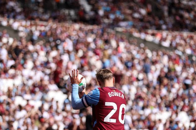 West Ham United gegen Portsmouth, 8. August 2026, London, Carabao Cup, 1. Runde: West Ham United gegen Portsmouth. Jarrod Bowen von West Ham United. Foto: Jacques Feeney. Abseits. London, Großbritannien  Copyright: xJacquesxFeeneyx xOffsidexOffside