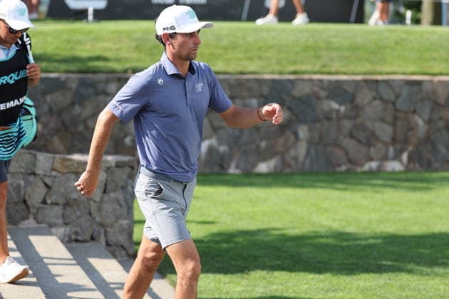 BEDMINSTER, NJ - AUGUST 08: Joaquin Niemann of the LIV Golf League walks off the 16th tee during the third round of LIV Golf New York on August 8, 2026 at Trump National Golf Club in Bedminster, New Jersey. (Photo by Andrew Mordzynski Icon Sportswire) GOLF: AUG 08 LIV Golf New York EDITORIAL USE ONLY Icon2608088160540