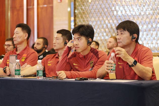 SHANGHAI, CHINA - AUGUST 08: Bin Ukishima (R), head coach of China U17, U 17 Men s national team, Nationalteam shares his experience during 2026 Shanghai Future Star Cup Panel on August 8, 2026 in Shanghai, China.  Copyright: xVCGx 111658834010