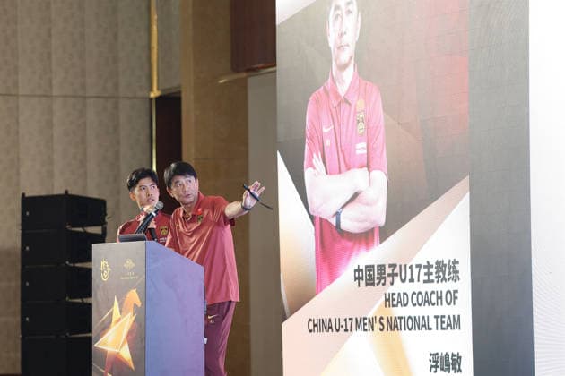 SHANGHAI, CHINA - AUGUST 08: Bin Ukishima (R), head coach of China U17, U 17 Men s national team, Nationalteam shares his experience during 2026 Shanghai Future Star Cup Panel on August 8, 2026 in Shanghai, China.  Copyright: xVCGx 111658833997