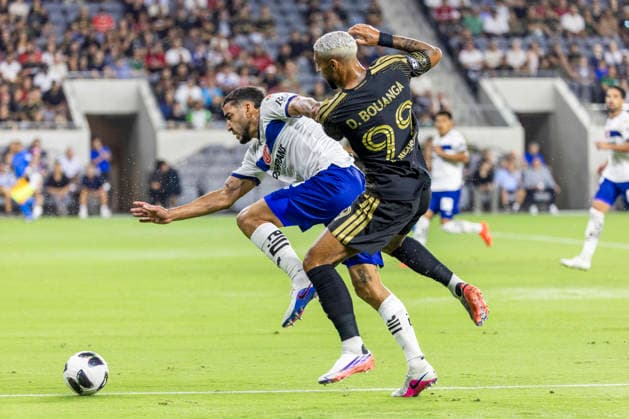 August 8, 2026, Los Angeles, California, USA: Los Angeles FC forward Do nis Bouanga (99) and Toluca FC defender Andres Federico Pereira Castelnoble (6) vie for the ball during a Leagues Club soccer match on Saturday, Aug. 8, 2026 in Los Angeles. Los Angeles USA - ZUMAc68_ 20260808_zaf_c68_001 Copyright: xRingoxChiux