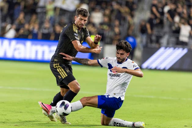 August 8, 2026, Los Angeles, California, USA: Los Angeles FC defender Yevhen Cheberko (23) and Toluca FC defender Santiago Simon (19) vie for the ball during a Leagues Club soccer match on Saturday, Aug. 8, 2026 in Los Angeles. Leagues Club 2026: LAFC Vs Toluca FC  - ZUMAc68_ 20260808_zaf_c68_003 Copyright: xRingoxChiux