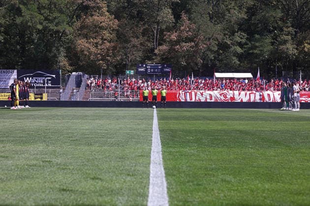 August 8, 2026, xsefx, Soccer, FC Viktoria Köln vs. SSV Jahn Regensburg, 3. Liga, Sportpark Höhenberg, Matchday 1, 2026–2027 Season A minute of silence for Günter Pütz, former president of FC Viktoria Köln 1904 e.V. DFB regulations prohibit any use of photographs as image sequences and or quasi-video. North Rhine-Westphalia, Germany