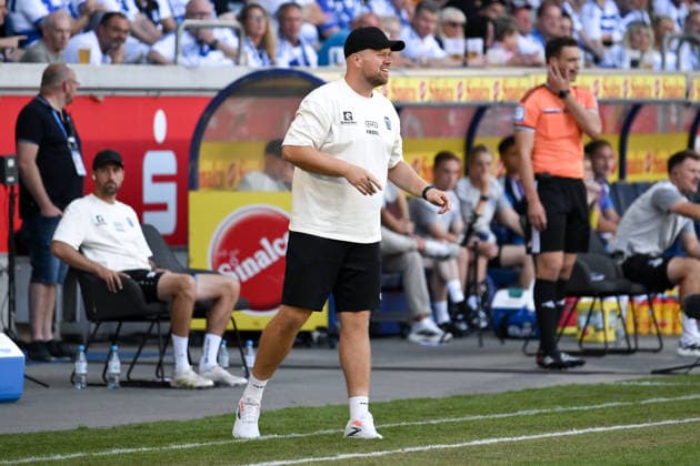 Coach Lucas Beniermann, SV Meppen 08, August 8, 2026, Soccer, 3rd Division, 2026–27 Season, Matchday 1, MSV Duisburg vs. SV Meppen 3–0. DFB regulations prohibit any use of photographs as image sequences and or quasi-video. Duisburg, Schauinsland Reisen Arena, North Rhine-Westphalia, Germany Team2
