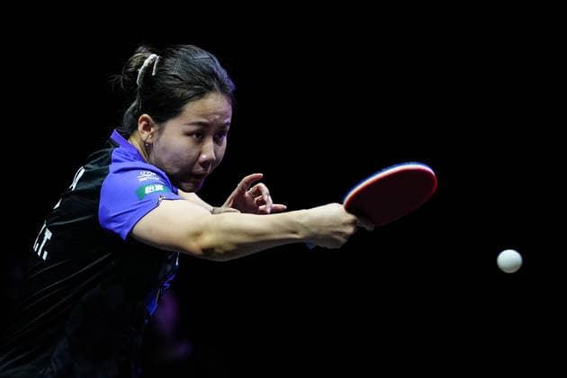 (260809) -- YOKOHAMA, Aug. 9, 2026 -- Chen Xingtong of China hits a return during the women s singles semifinal match between Chen Xingtong of China and Kuai Man of China at the WTT Champions Yokohama 2026 in Yokohama, Japan, Aug. 9, 2026. ) (SP)JAPAN-YOKOHAMA Table tennis, Tischtennis WTT CHAMPIONS YOKOHAMA-WOMEN S SINGLES JiaxHaocheng 
