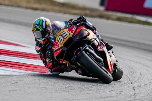 Brad Binder (South Africa) of the Red Bull KTM Factory Racing ( 33) during MotoGP Warm Up at Round 12 of the 2026 Qatar Airways Grand Prix of Great Britain at Silverstone Circuit, Towcester, England on the 9 August 2026.  Copyright: xDavidxHornx PMI-7310-0238