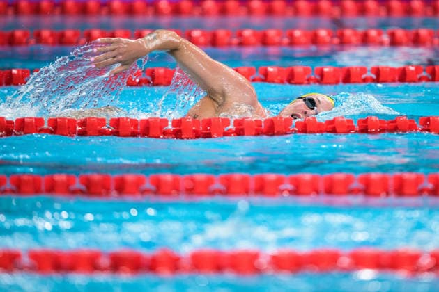August 9, 2026: Sarah Sjöström of Sweden at a swimming training session on the tenth day of the 2026 European Aquatics Championships, 2026 in Saint Denis. Photo by Joel Marklund. BILDBYRAN code JM JM0836 bbeng swimming 2026 European Aquatics Championships EM training practice Sweden  Copyright: JOELxMARKLUND BB260809JM003
