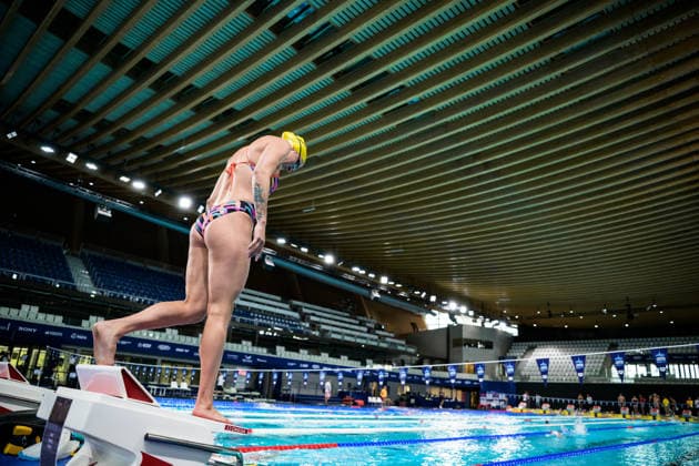 August 9, 2026: Sarah Sjöström of Sweden at a swimming training session on the tenth day of the 2026 European Aquatics Championships, 2026 in Saint Denis. Photo by Joel Marklund. BILDBYRAN code JM JM0836 bbeng swimming 2026 European Aquatics Championships EM training practice Sweden  Copyright: JOELxMARKLUND BB260809JM008
