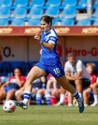 August 9, 2026, Hänsch Arena, Meppen, GER, Women s Bundesliga 2: SV Meppen vs. TSG Hoffenheim II, Anouk Blaschka, SV Meppen 10. DFL regulations prohibit any use of photographs as image sequences and or quasi-video. Meppen, Lower Saxony, Hänsch Arena