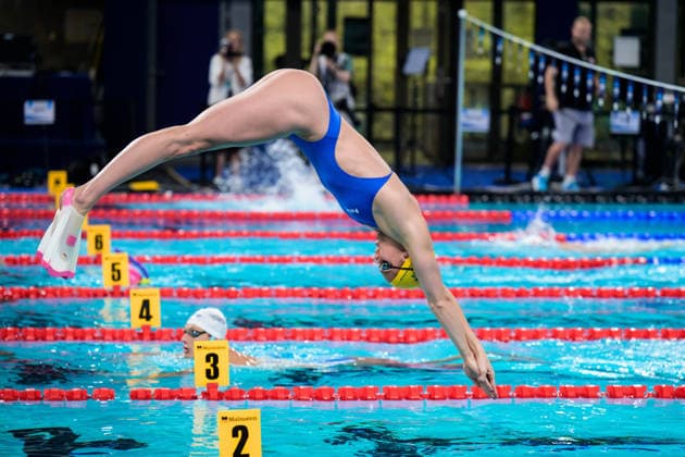 August 9, 2026: Sara Junevik of Sweden at a swimming training session on the tenth day of the 2026 European Aquatics Championships, 2026 in Saint Denis. Photo by Joel Marklund. BILDBYRAN code JM JM0836 bbeng swimming 2026 European Aquatics Championships EM training practice Sweden  Copyright: JOELxMARKLUND BB260809JM018