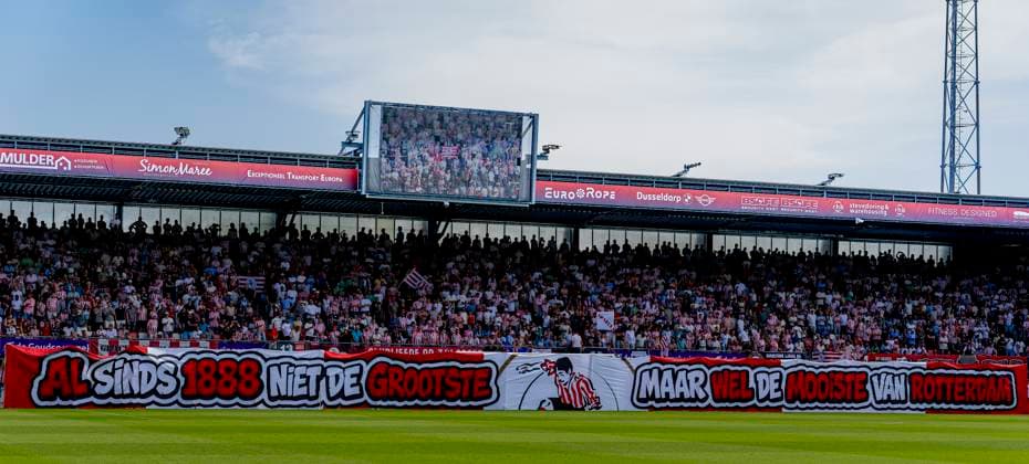 ROTTERDAM Supporters of Sparta Rotterdam during the Vriendenloterij Eredivisie match between Sparta and Feyenoord at Stadion Het Kasteel on August 9, 2026, in Rotterdam, the Netherlands. Photo by DeFodi Images