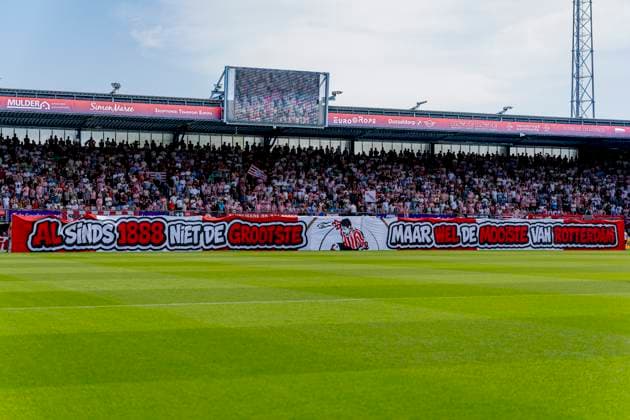ROTTERDAM Supporters of Sparta Rotterdam during the Vriendenloterij Eredivisie match between Sparta and Feyenoord at Stadion Het Kasteel on August 9, 2026, in Rotterdam, the Netherlands. Photo by DeFodi Images