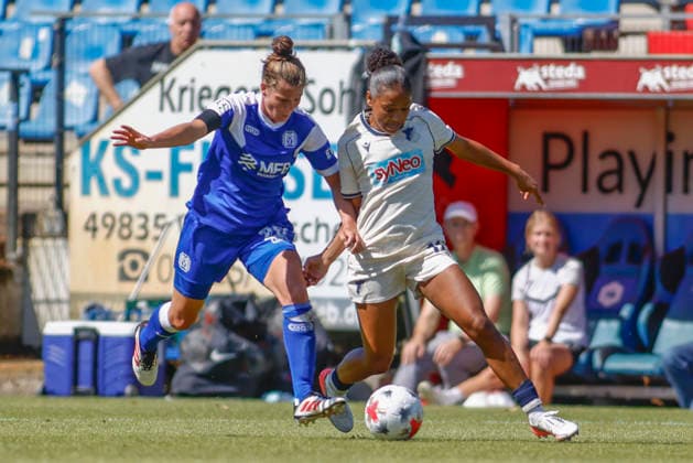 August 9, 2026, Hänsch Arena, Meppen, GER, Women s Bundesliga 2: SV Meppen vs. TSG Hoffenheim II, Chantal Schouwstra, SV Meppen 20. DFL regulations prohibit any use of photographs as image sequences and or quasi-video. Meppen, Lower Saxony, Hänsch Arena