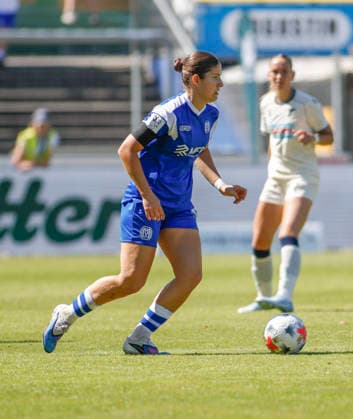 August 9, 2026, Hänsch Arena, Meppen, GER, Women s Bundesliga 2: SV Meppen vs. TSG Hoffenheim II, Anouk Blaschka, SV Meppen 10. DFL regulations prohibit any use of photographs as image sequences and or quasi-video. Meppen, Lower Saxony, Hänsch Arena