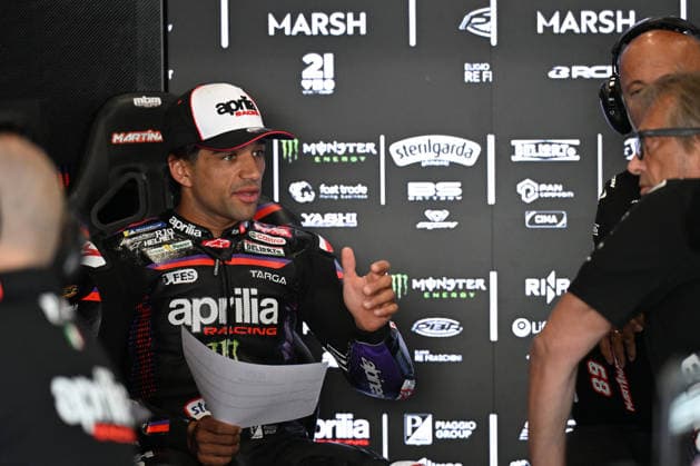 RECORD DATE NOT STATED 9th August 2026; Silverstone Circuit, Northamptonshire, England; 2026 MotoGP Grand Prix of Great Britain, Race Day; Jorge Martin of Aprilia Racing before the MotoGP Warm Up and Rider Parade SimonxWest