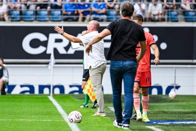 KAA Gent v KV Mechelen - Jupiler Pro League GENT, BELGIUM - AUGUST 09 : Vanderbiest Frederik head coach of KV Mechelen pictured during the Jupiler Pro League match between KAA Gent and KV Mechelen on August 9, 2026 in Gent, Belgium, 09 08 2026 Gent Belgium  Copyright: xTgox