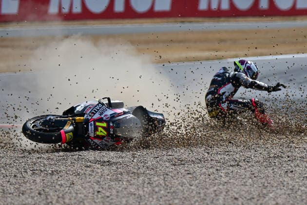 motor racing, Motorsport Moto GP Qatar Airways Grand Prix of Great Britain Reds Fantic Racing rider Tony Arbolino crashes during the Moto GP2 Qatar Airways Grand Prix of Great Britain at Silverstone, Towcester, UK on 9 August 2026. Towcester Silverstone Northamptonshire UK Editorial use only , Copyright: xDennisxGoodwinx PSI-24671-0032