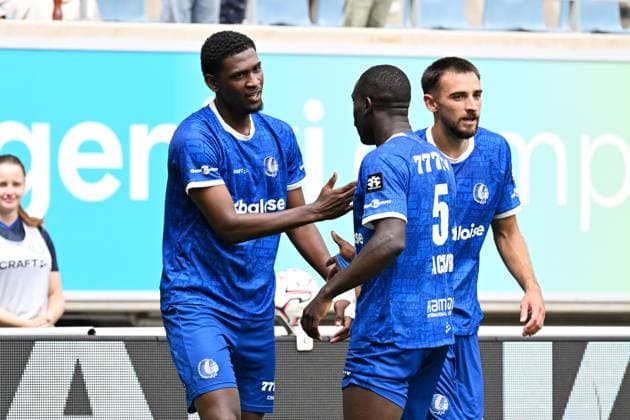 Gent s Josue Yamir Vergara celebrates after scoring the 2-0 goal during a soccer match between KAA Gent and KV Mechelen, Sunday 09 August 2026 in Gent, on day 1 of the 2026-2027 Jupiler Pro League first division of the Belgian championship. MAARTENxSTRAETEMANS  x183013472x