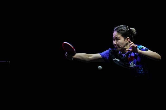 (260809) -- YOKOHAMA, Aug. 9, 2026 -- Chen Xingtong of China hits a return during the women s singles final match between Harimoto Miwa of Japan and Chen Xingtong of China at the WTT Champions Yokohama 2026 in Yokohama, Japan, Aug. 9, 2026. ) (SP)JAPAN-YOKOHAMA Table tennis, Tischtennis WTT CHAMPIONS YOKOHAMA-WOMEN S SINGLES JiaxHaocheng 