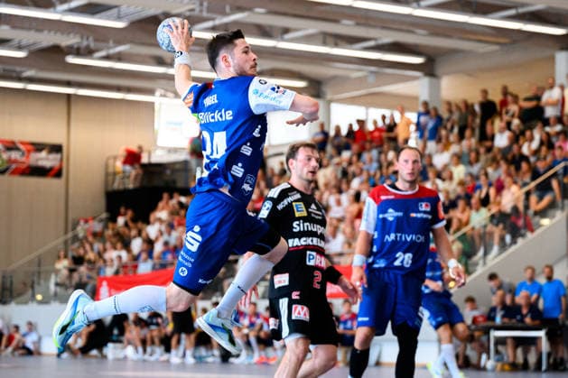 Altensteig SCup Match, 3rd Place: 26–27 HBW Balingen vs. HC Erlangen; Elias Fügel (Fuegel), HBW Balingen; Altensteig, Eichwaldhalle, Baden-Württemberg, Germany