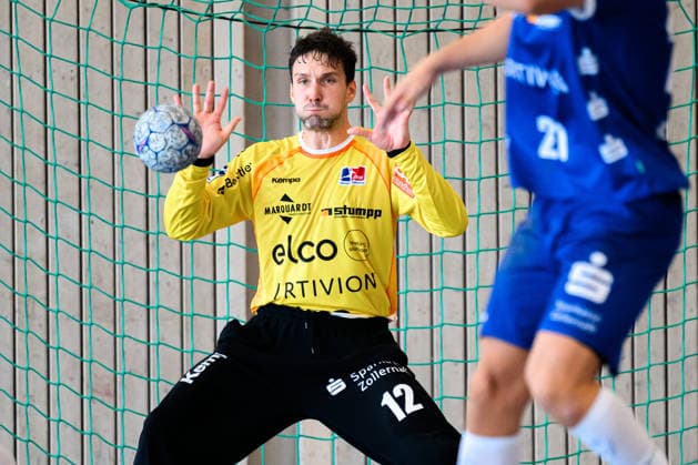 Altensteig SCup Match, 3rd Place, 26–27 HBW Balingen vs. HC Erlangen, Goalkeeper Daniel Rebmann, HBW Balingen, Altensteig, Eichwaldhalle, Baden-Württemberg, Germany