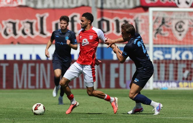 090826 Halle, Saale, Saxony-Anhalt; Sports; Soccer; Hallescher FC Halle (HFC); Northeast Regional League (4th Division); Men s; 2026–2027 Season; Matchday 4; Hallescher FC; CFC Chemnitzer FC; Stanley Ratifo (Hallescher FC); Dennis Slamar (Chemnitzer FC)