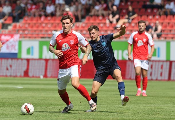 090826 Halle, Saale, Saxony-Anhalt; Sports; Soccer; Hallescher FC Halle (HFC); Northeast Regional League; 4th Division; Men; 2026–2027 Season; Matchday 4; Hallescher FC; CFC Chemnitzer FC; Niclas Stierlin; Hallescher FC; Maurizio Grimaldi; Chemnitzer FC