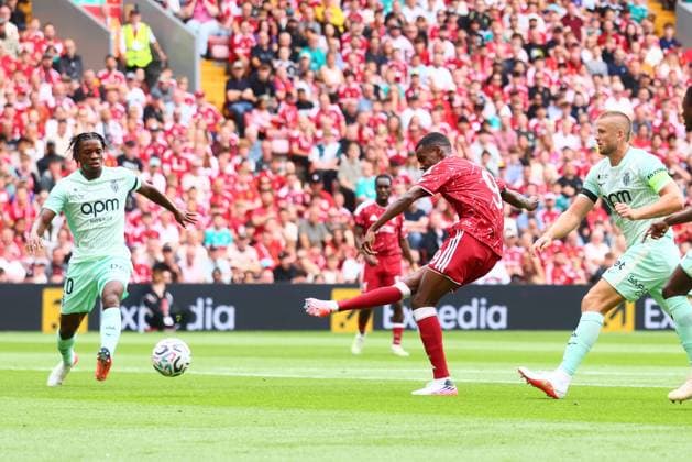 Alexander Isak of Liverpool scores to make it 1-0 Liverpool v Monaco, Pre Season Friendly, Football, Anfield, Liverpool, UK - 09 Aug 2026Liverpool Anfield United Kingdom EDITORIAL USE ONLY No use with unauthorised audio, video, data, fixture lists, club league logos or live services. Online in-match use limited to 120 images, no video emulation. No use in betting, games or single club league player publications. Copyright: xPaulxCurrie Shutterstockx 17051142u
