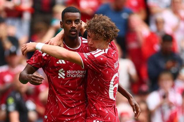 Alexander Isak of Liverpool scores to make it 1-0 and celebrates Liverpool v Monaco, Pre Season Friendly, Football, Anfield, Liverpool, UK - 09 Aug 2026Liverpool Anfield United Kingdom EDITORIAL USE ONLY No use with unauthorised audio, video, data, fixture lists, club league logos or live services. Online in-match use limited to 120 images, no video emulation. No use in betting, games or single club league player publications. Copyright: xPaulxCurrie Shutterstockx 17051142ab