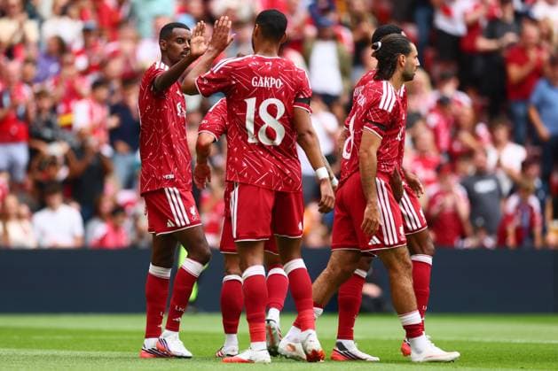 Alexander Isak of Liverpool scores to make it 1-0 and celebrates Liverpool v Monaco, Pre Season Friendly, Football, Anfield, Liverpool, UK - 09 Aug 2026Liverpool Anfield United Kingdom EDITORIAL USE ONLY No use with unauthorised audio, video, data, fixture lists, club league logos or live services. Online in-match use limited to 120 images, no video emulation. No use in betting, games or single club league player publications. Copyright: xPaulxCurrie Shutterstockx 17051142ag