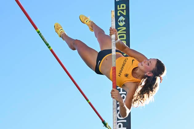 World Athletics U20 Championships, Oregon 2026 EUGENE, UNITED STATES OF AMERICA AUGUST 9, 2026 Anna Hiesinger (GER) competing in the pole vault during the World Athletics U20 Championships Oregon 2026 at Hayward Field on August 9, 2026, in Eugene, United States of America Copyright: xBEAUTIFULxSPORTS DecaxText&Bildx
