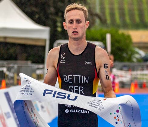 August 9, 2026, Nyon, Vaud, Switzerland: Nyon Switzerland, 08 09 2026: BETTIN BENEDIKT of Germany wins the race and takes the gold medal at the international university championship during FISU World University Championship Triathlon Nyon 2026 (International University Sports Federation). The NyonTriathlon is the final of the FISU World University Triathlon Championship which also the 37th edition and took place at Nyon in Vaud in Switzerland. Nyon Switzerland - ZUMAd206 20260809_zip_d206_008 Copyright: xEricxDubostx