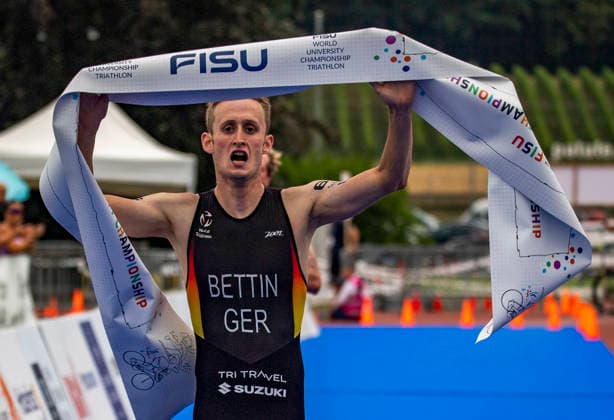 August 9, 2026, Nyon, Vaud, Switzerland: Nyon Switzerland, 08 09 2026: BETTIN BENEDIKT of Germany wins the race and takes the gold medal at the international university championship during FISU World University Championship Triathlon Nyon 2026 (International University Sports Federation). The NyonTriathlon is the final of the FISU World University Triathlon Championship which also the 37th edition and took place at Nyon in Vaud in Switzerland. Nyon Switzerland - ZUMAd206 20260809_zip_d206_010 Copyright: xEricxDubostx