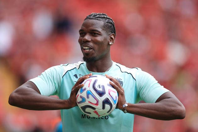 Fußball-Vorbereitungsspiel: Liverpool gegen AS Monaco, 9. August 2026 Vorbereitungsspiel: Liverpool gegen AS Monaco Paul Pogba vom AS Monaco Foto: Simon Stacpoole Offside Liverpool, Großbritannien  Copyright: xSimonxStacpoolexOffside